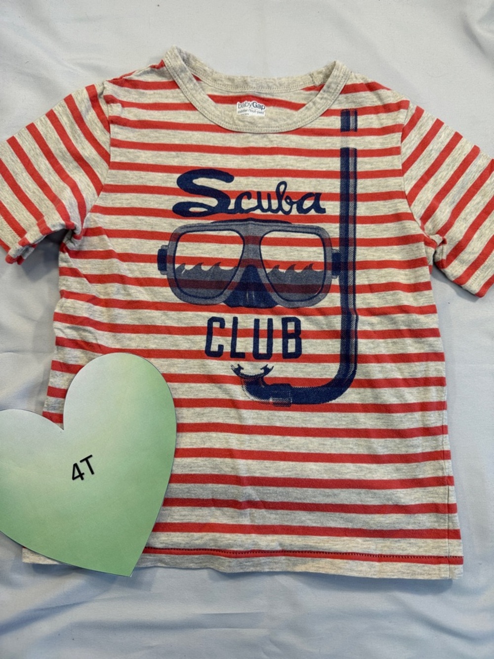 GAP - Red and Gray Striped Scuba Club Short Sleeve Tee